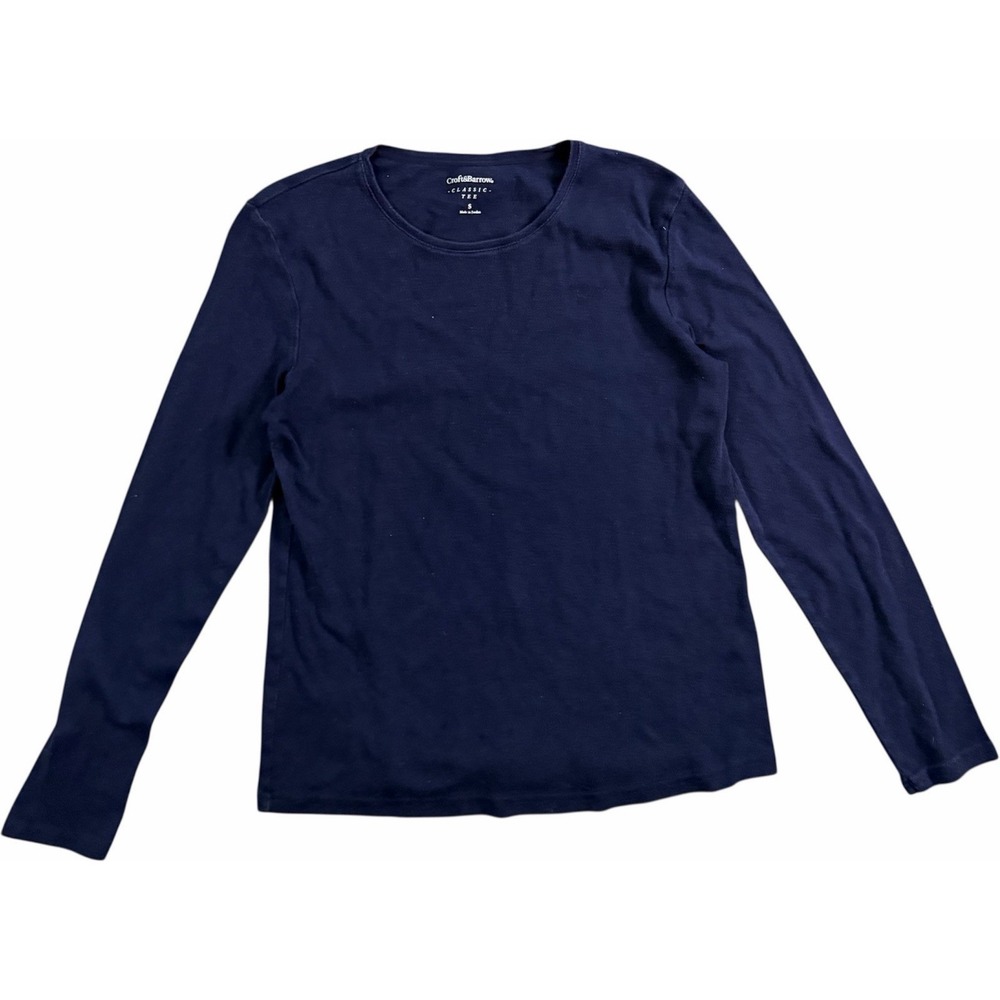 Croft And Barrow Classic Crewneck Navy Blue Tee Size Small